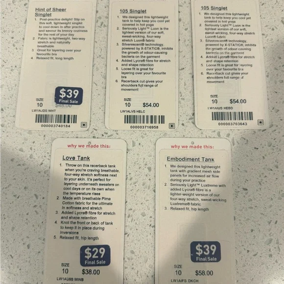 Lululemon BUNDLE OF FIVE TANKS SIZE 10 women’s! - Picture 2 of 13